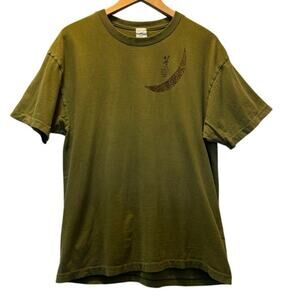 Vtg Vintage 90s Kume JP Tokyo 1935 Hokusai T-Shirt Top XL Y2K army green casual